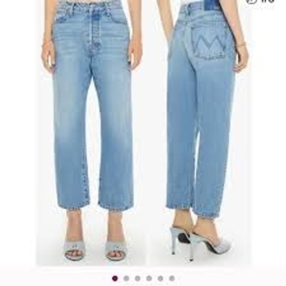 MOTHER Jeans Women 28 Light Blue The Ditcher Crop High Rise Straight Leg Denim